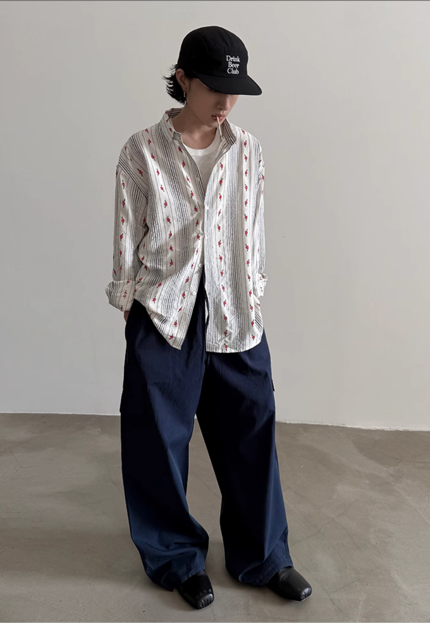 Men's Classic Striped Floral Shirt