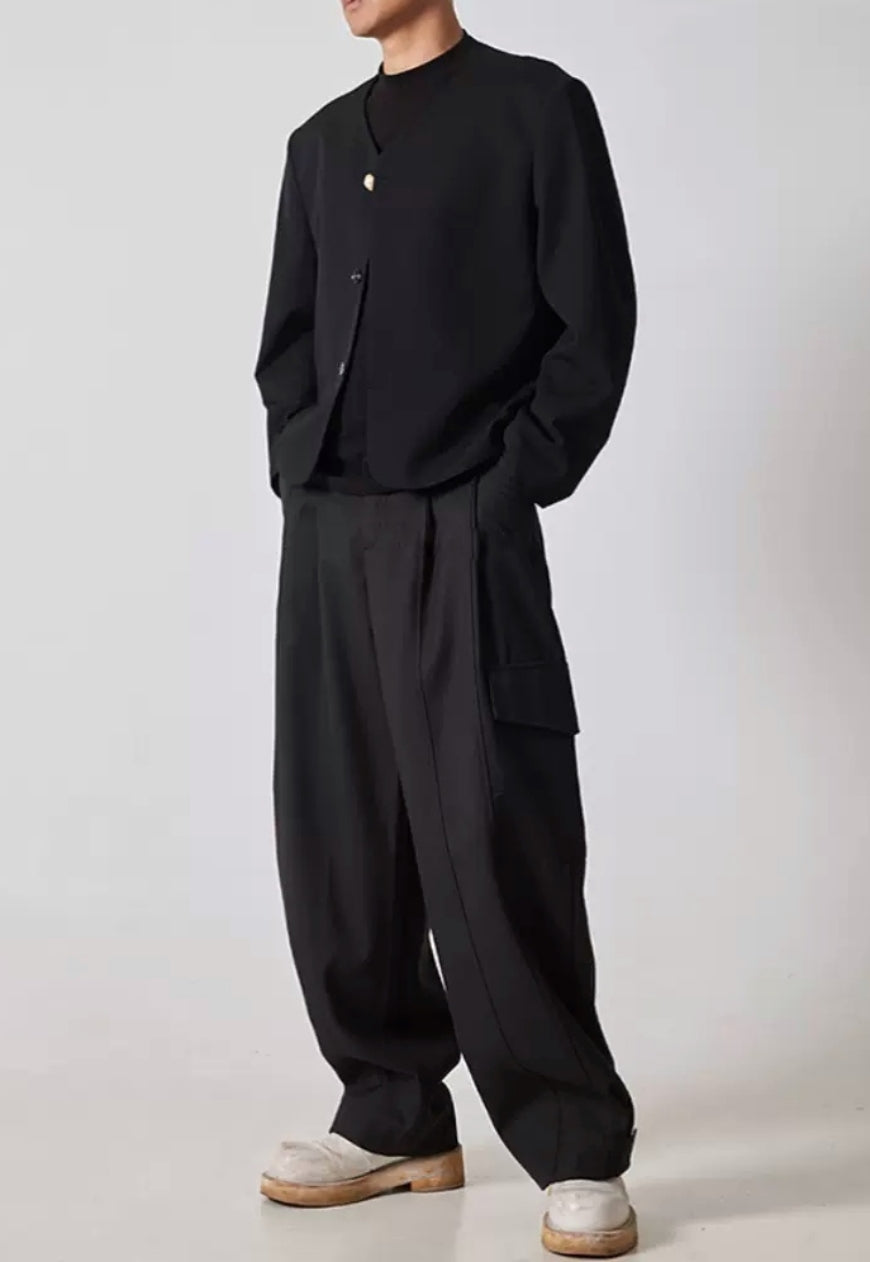 Men's High quality collarless jacket