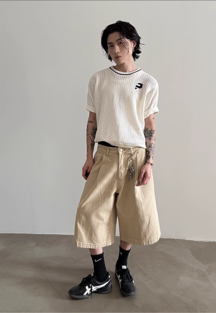 Men's Design contrasting hollow knit sweater