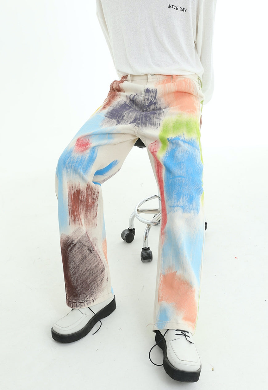 【Sale】Unisex Painted Graffiti Jeans