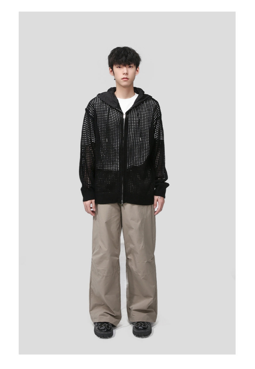 Men's cutout zipper knitted jacket