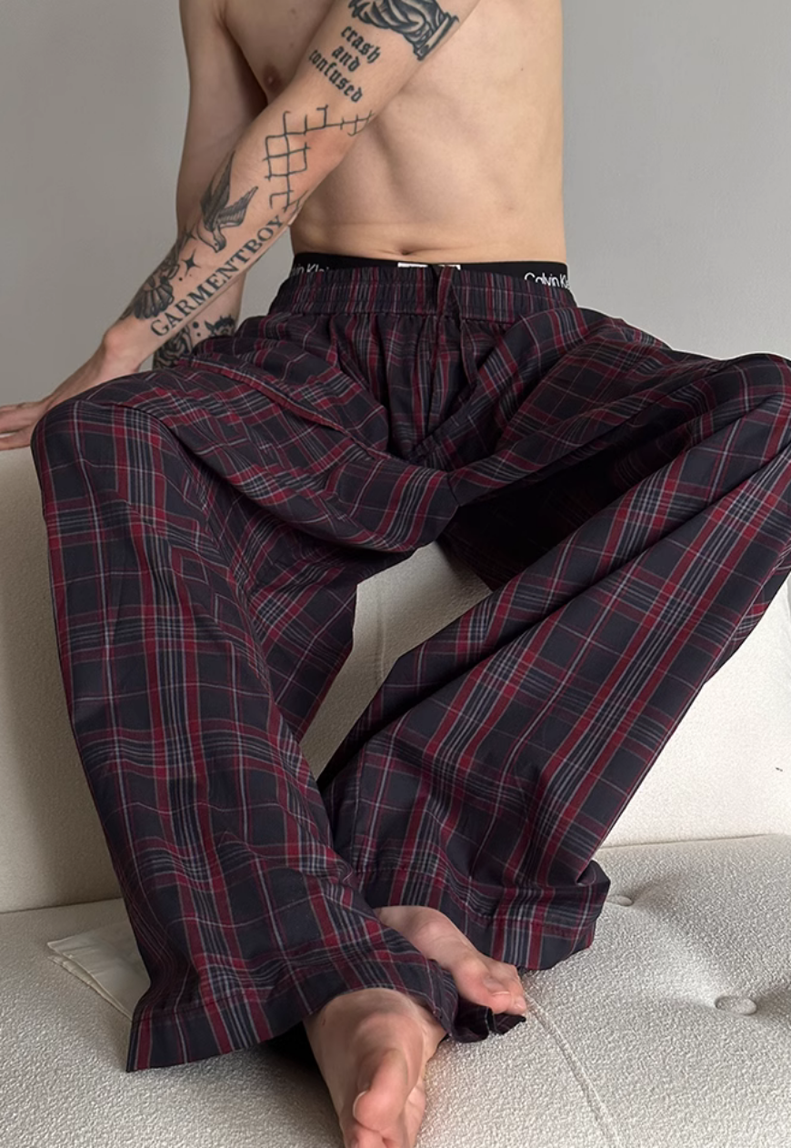 Men's Contrast plaid casual pants