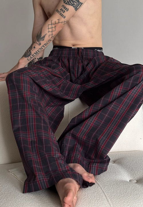 Men's Contrast plaid casual pants