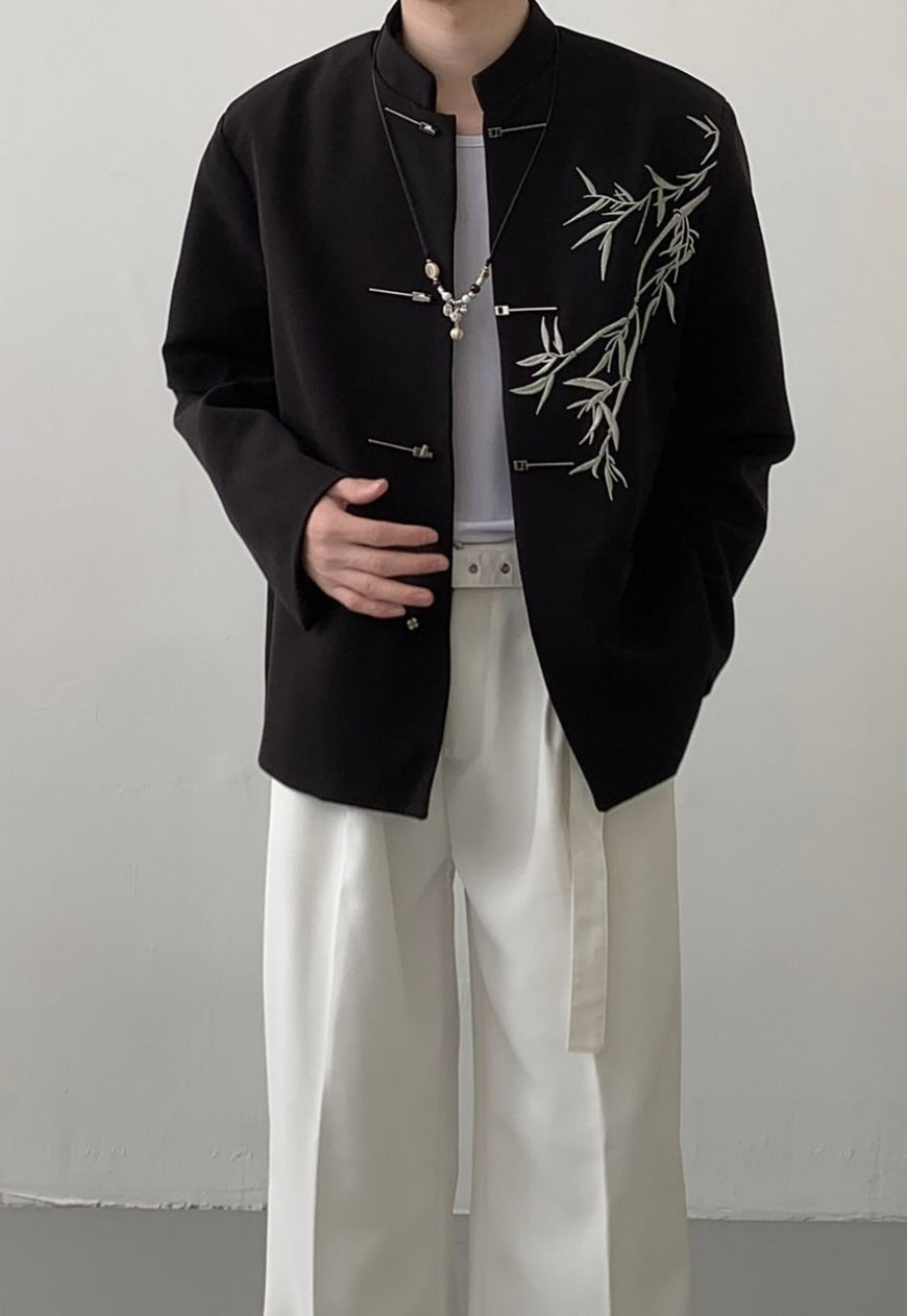 Men's Bamboo leaf embroidered blazer
