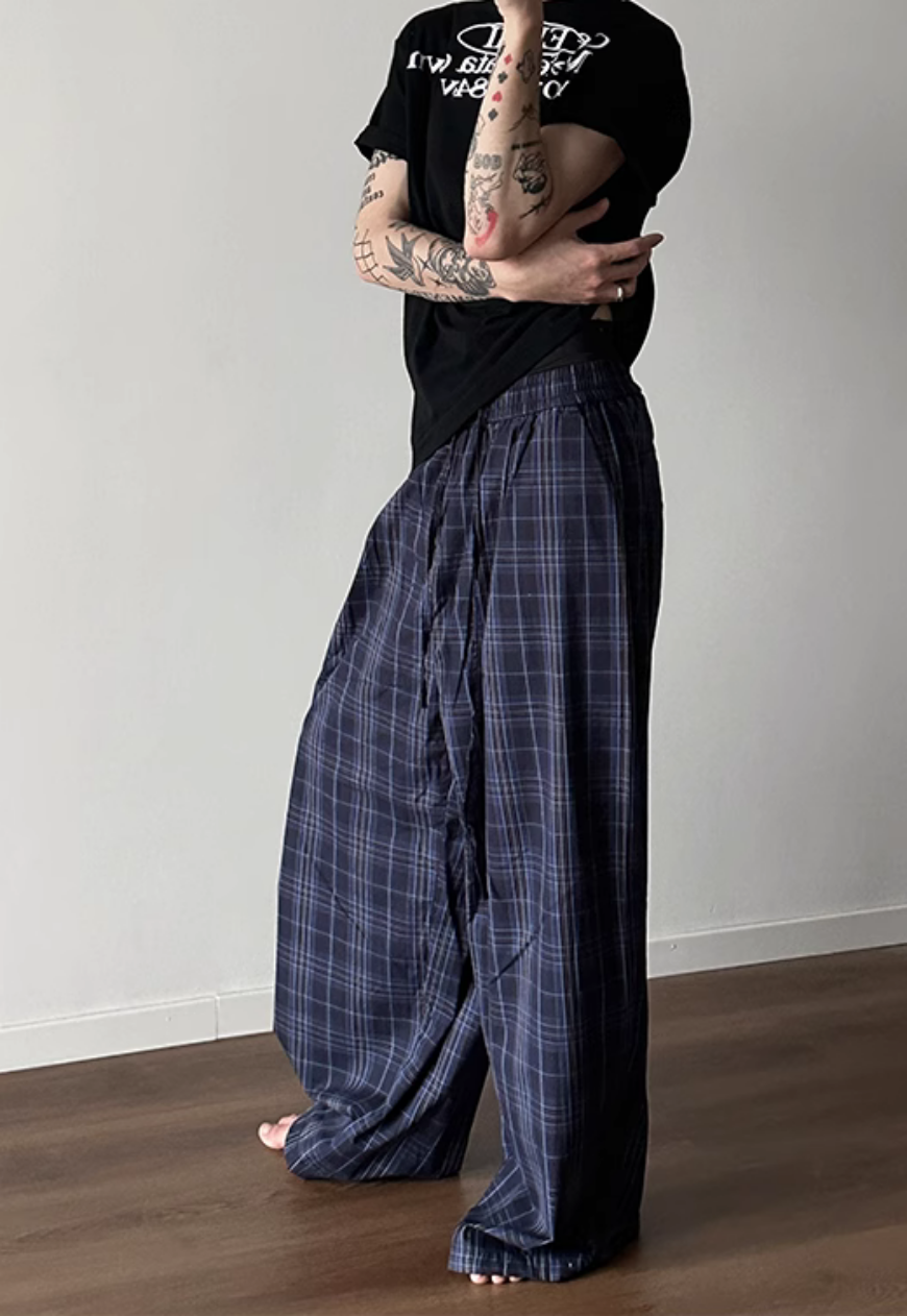 Men's Contrast plaid casual pants