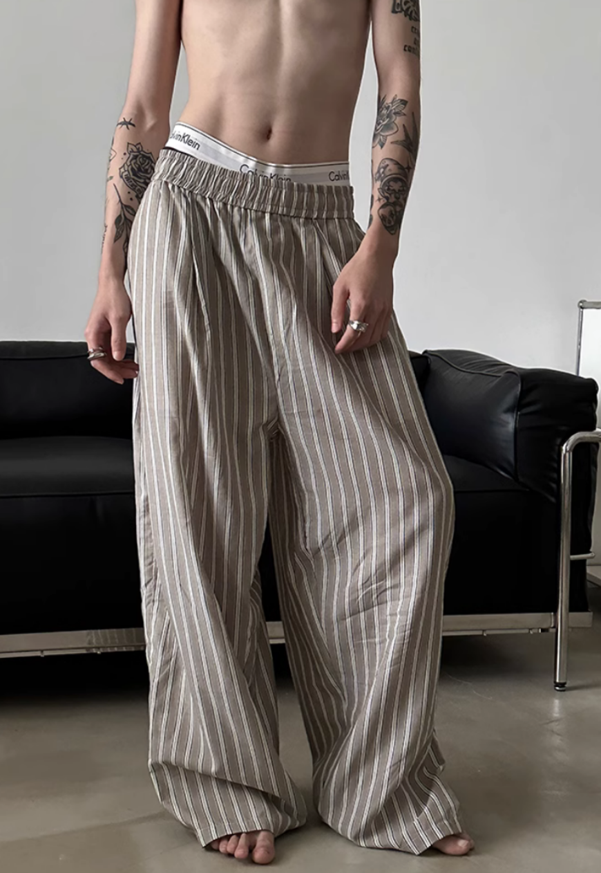 Men's Contrast striped cotton pants