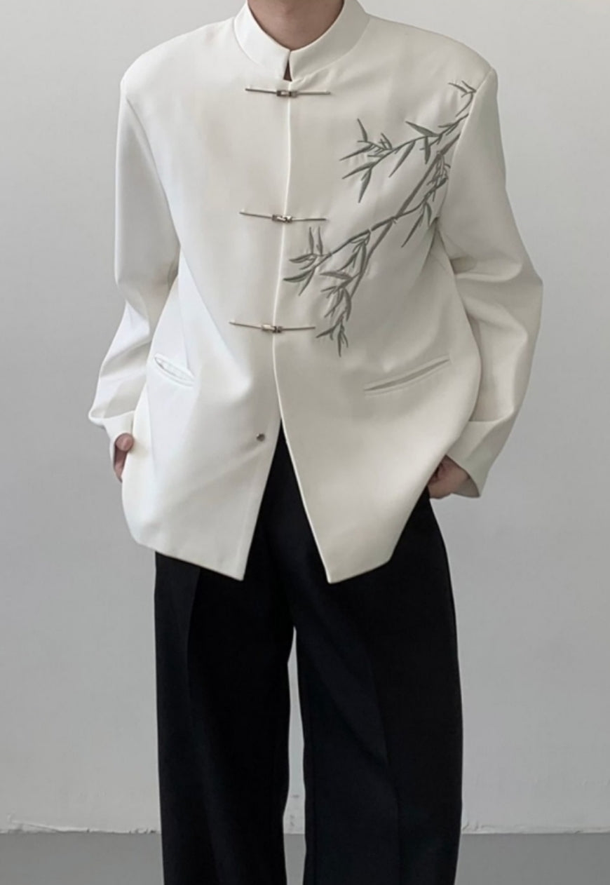 Men's Bamboo leaf embroidered blazer