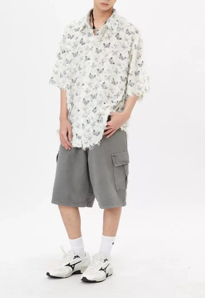 Men's Tassel butterfly short-sleeved shirts
