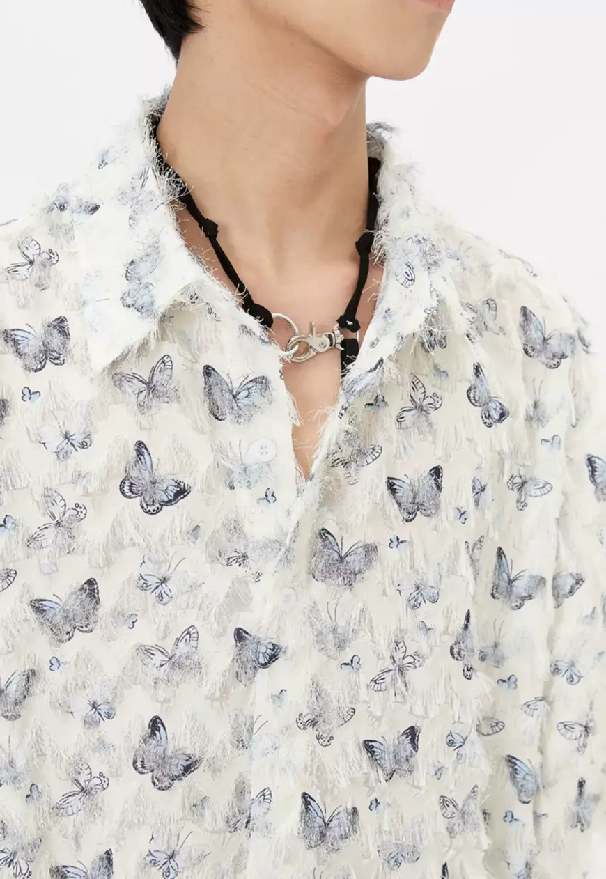 Men's Tassel butterfly short-sleeved shirts