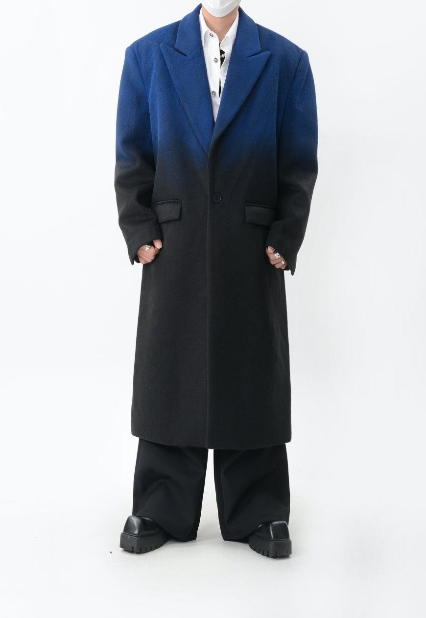Men's Tie-dye gradient wool coat with silhouette design