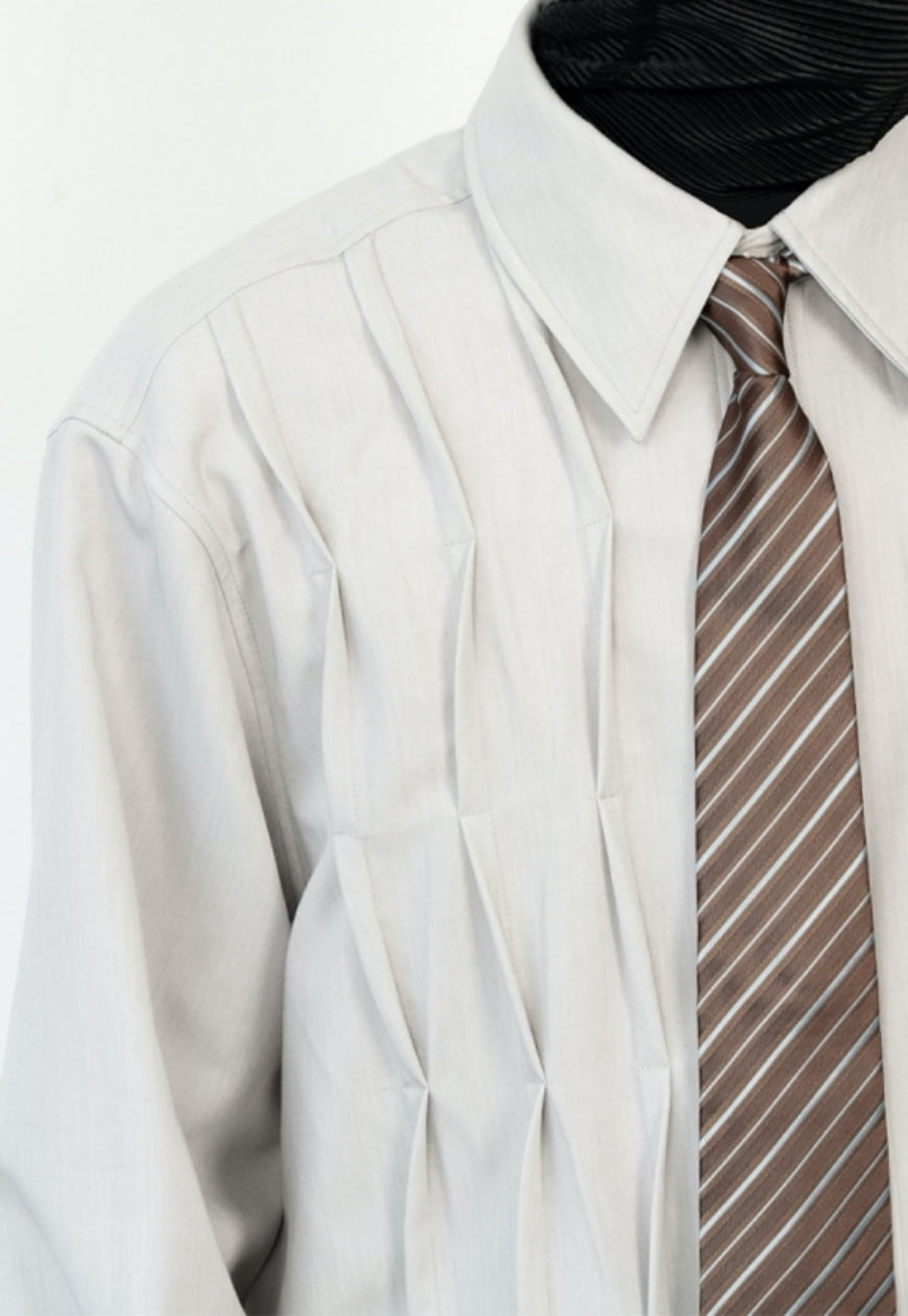 Men's French Vintage Pleated Shirt