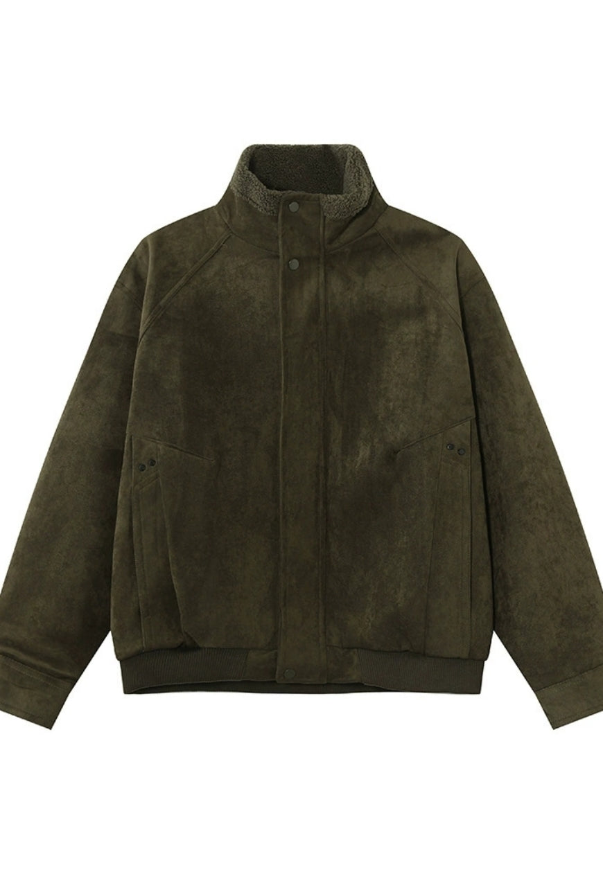 Men's Stand-up collar warm fleece quilted jacket