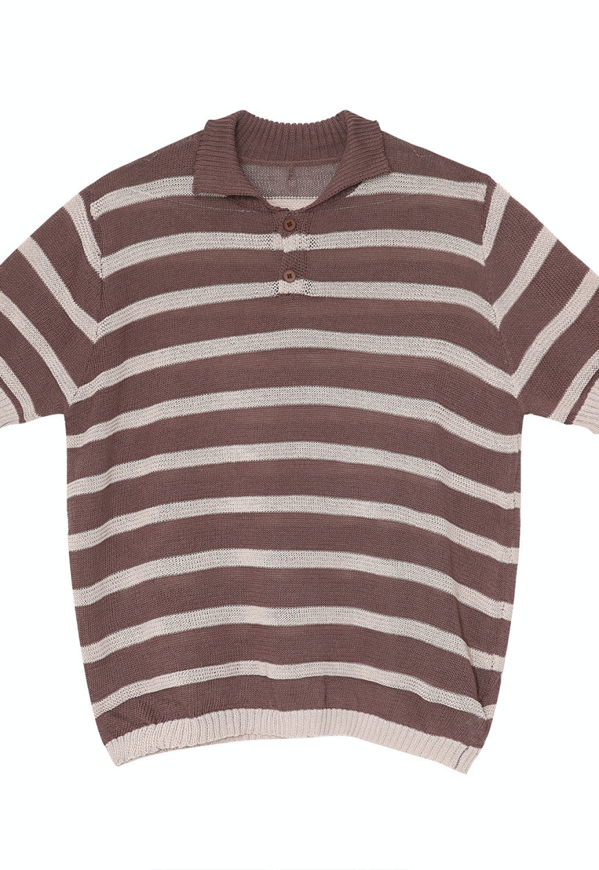 Men's Striped Contrast Color POLO Shirt