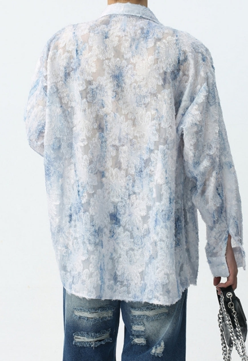 Men's see-through jacquard shirt
