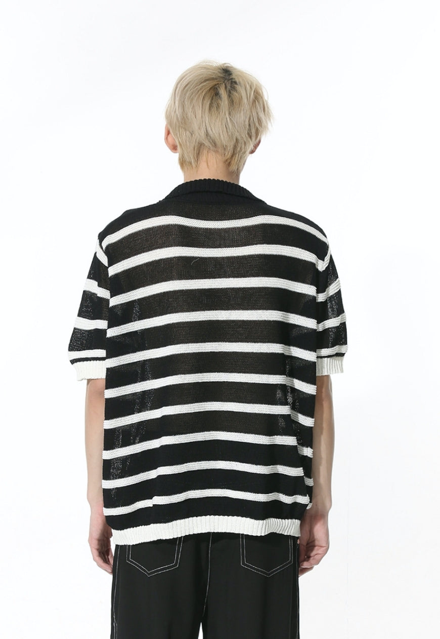 Men's Striped Contrast Color POLO Shirt