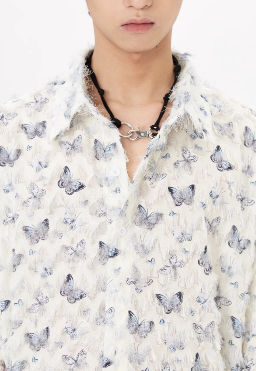 Men's Tassel butterfly short-sleeved shirts