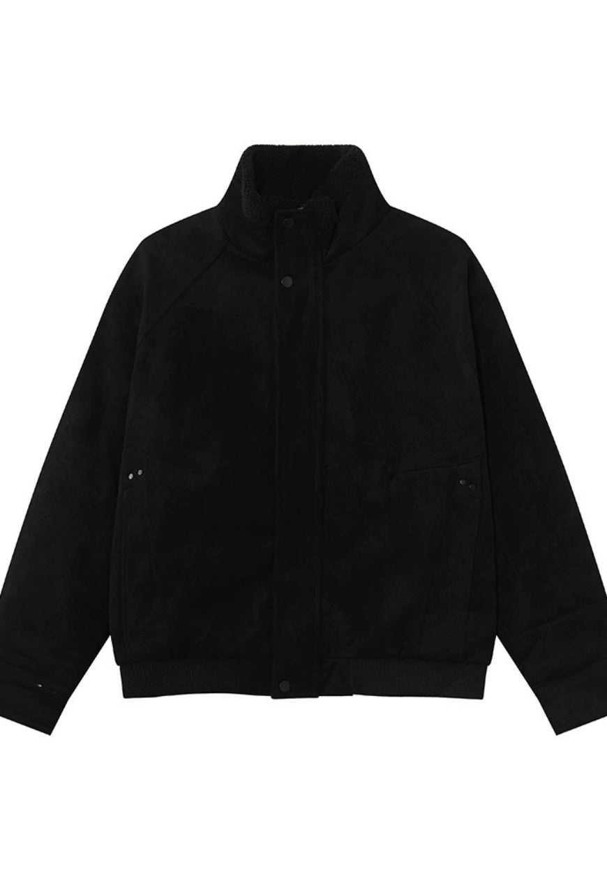 Men's Stand-up collar warm fleece quilted jacket
