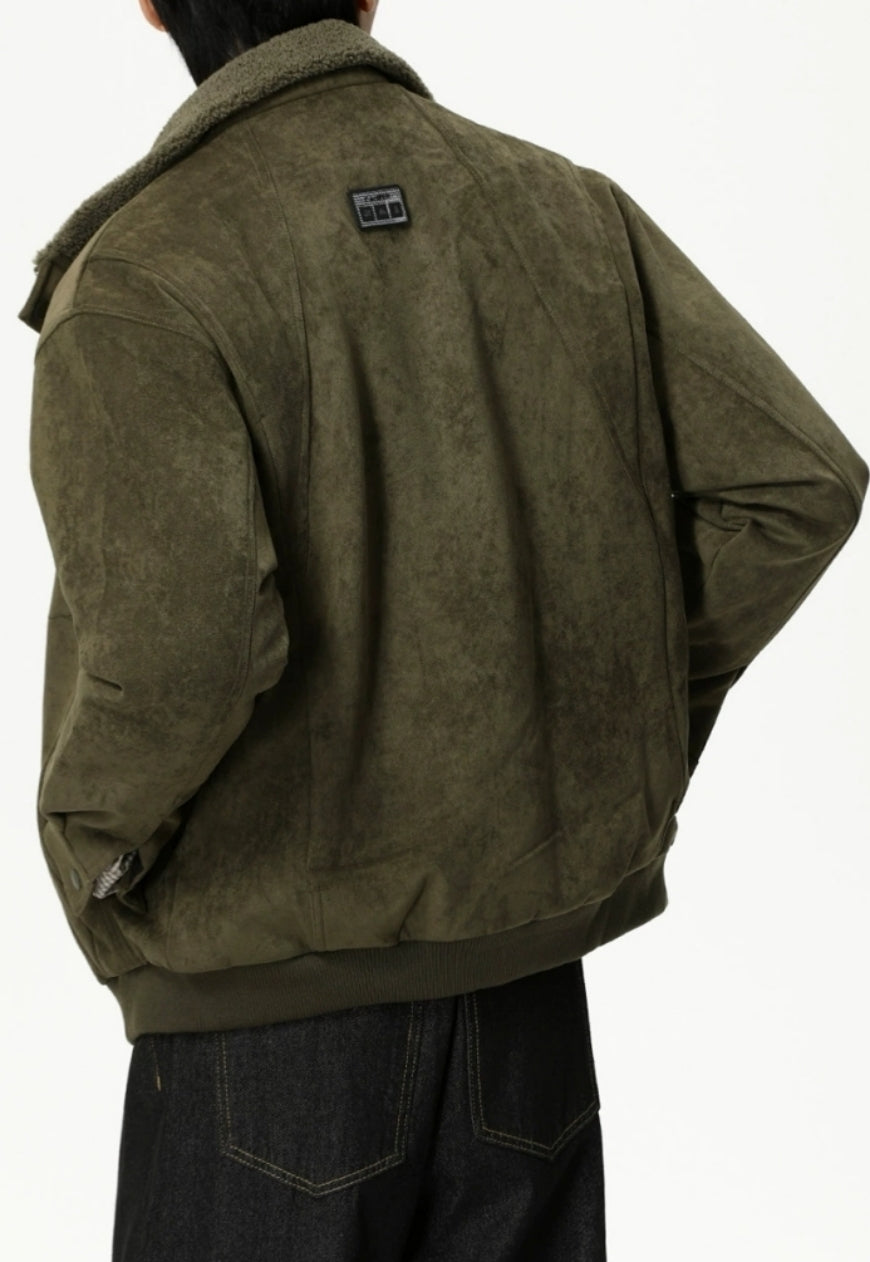 Men's Stand-up collar warm fleece quilted jacket
