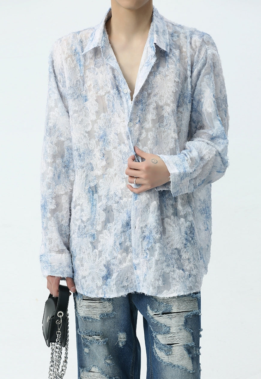 Men's see-through jacquard shirt