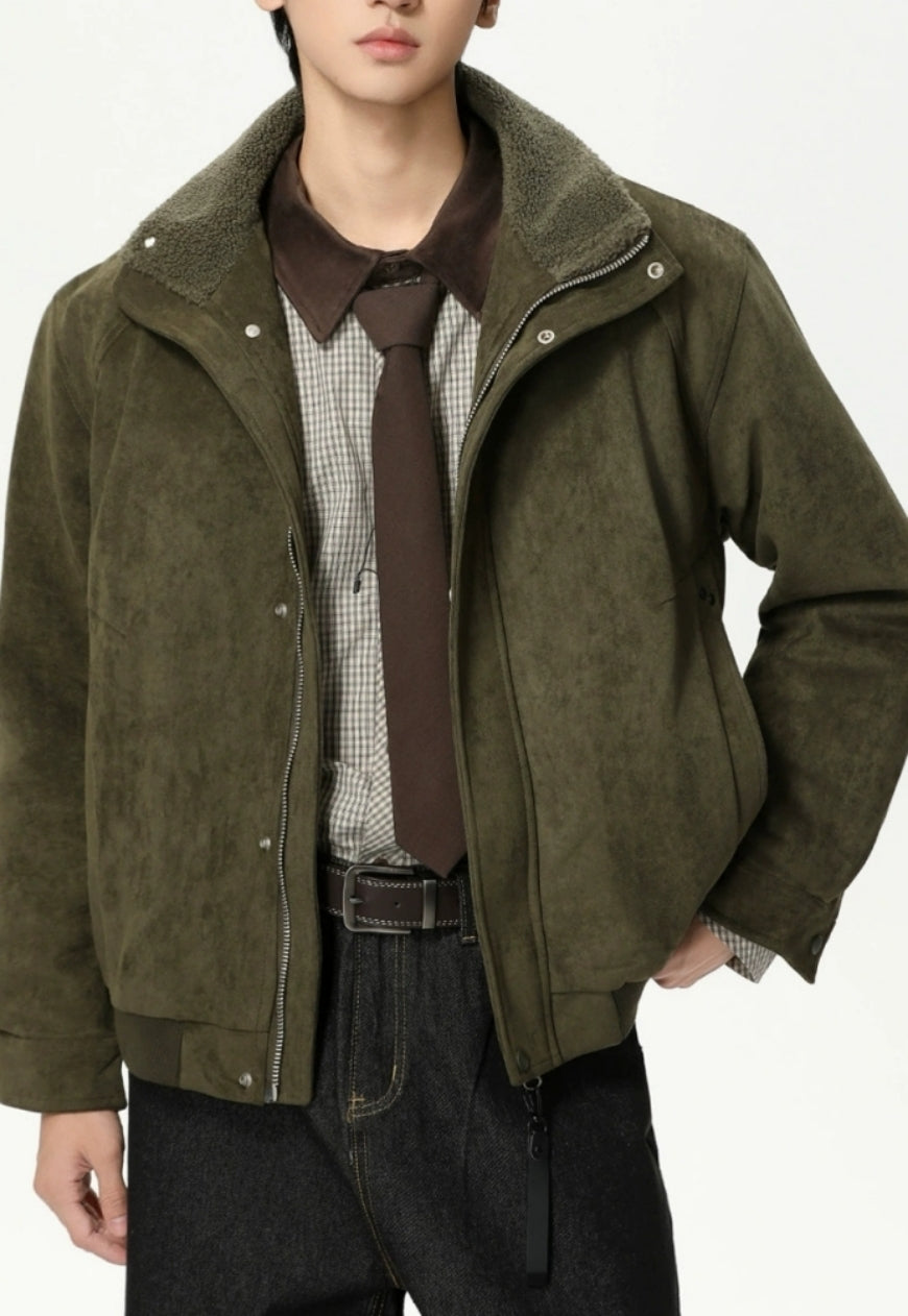 Men's Stand-up collar warm fleece quilted jacket