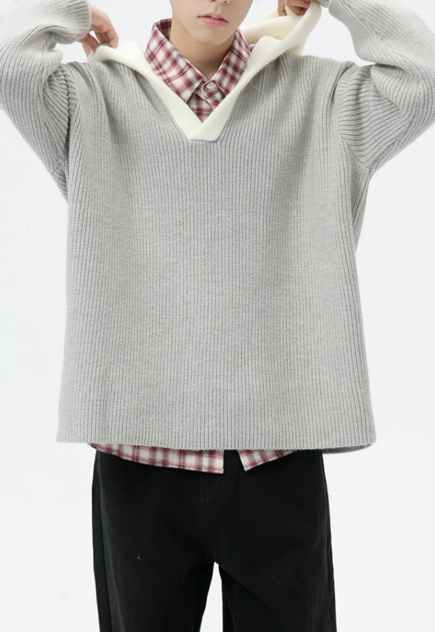 Men's color hooded sweater