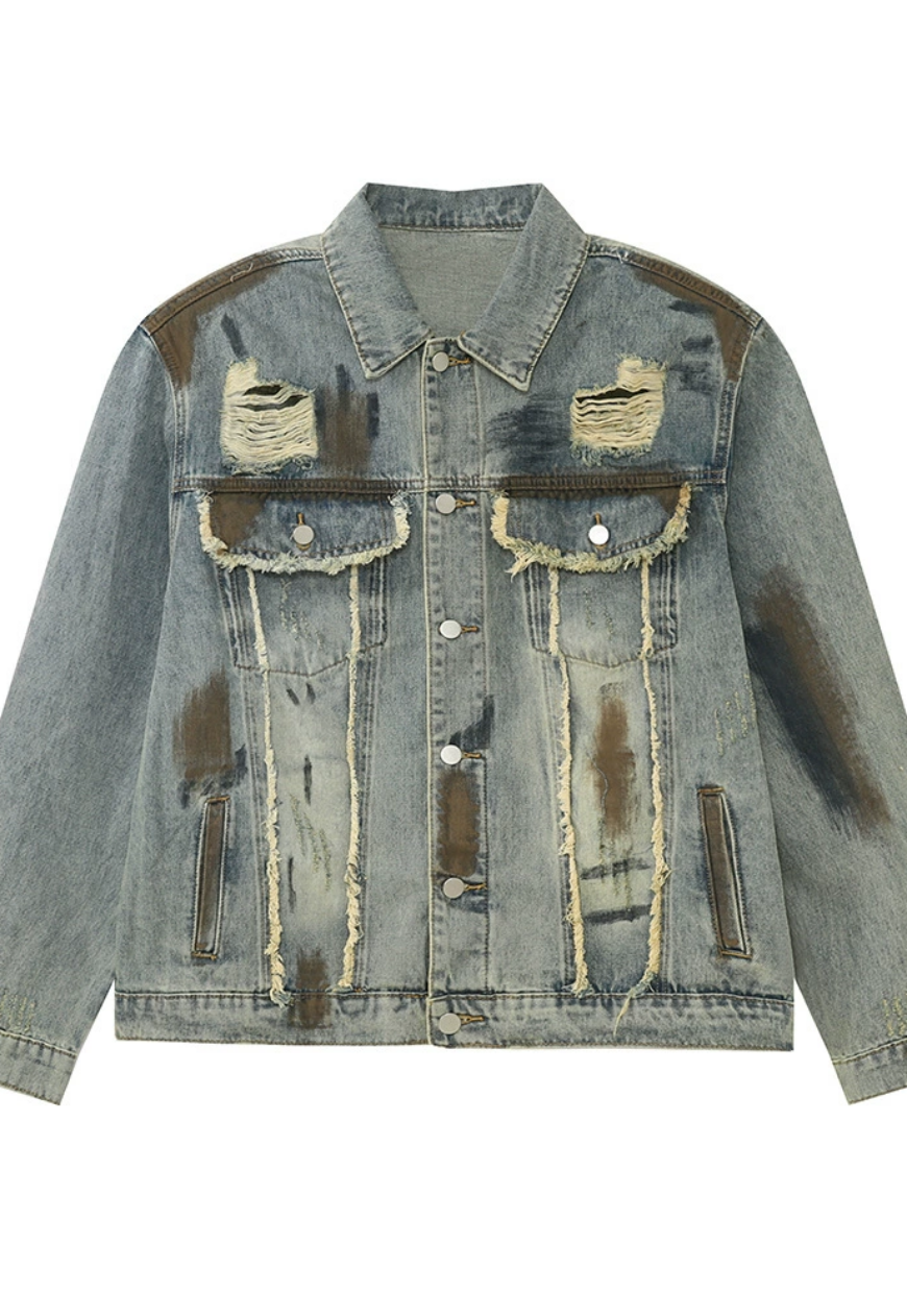 Men's Retro wasteland style denim suit