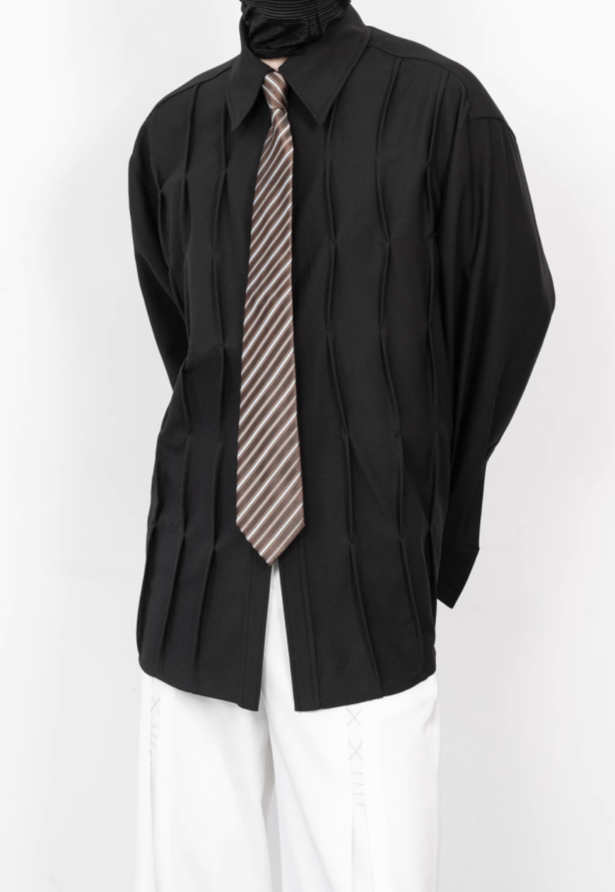 Men's French Vintage Pleated Shirt