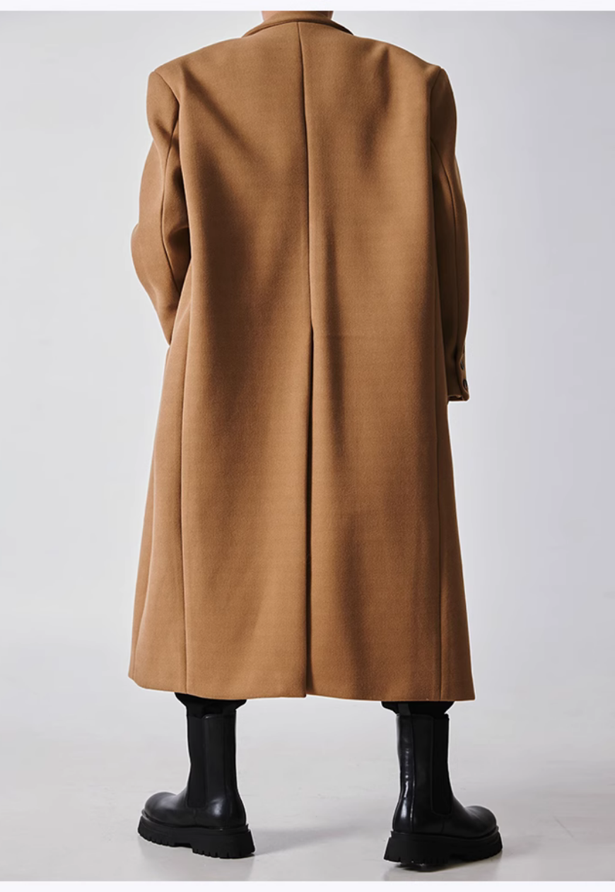 Men's luxury woolen long coat