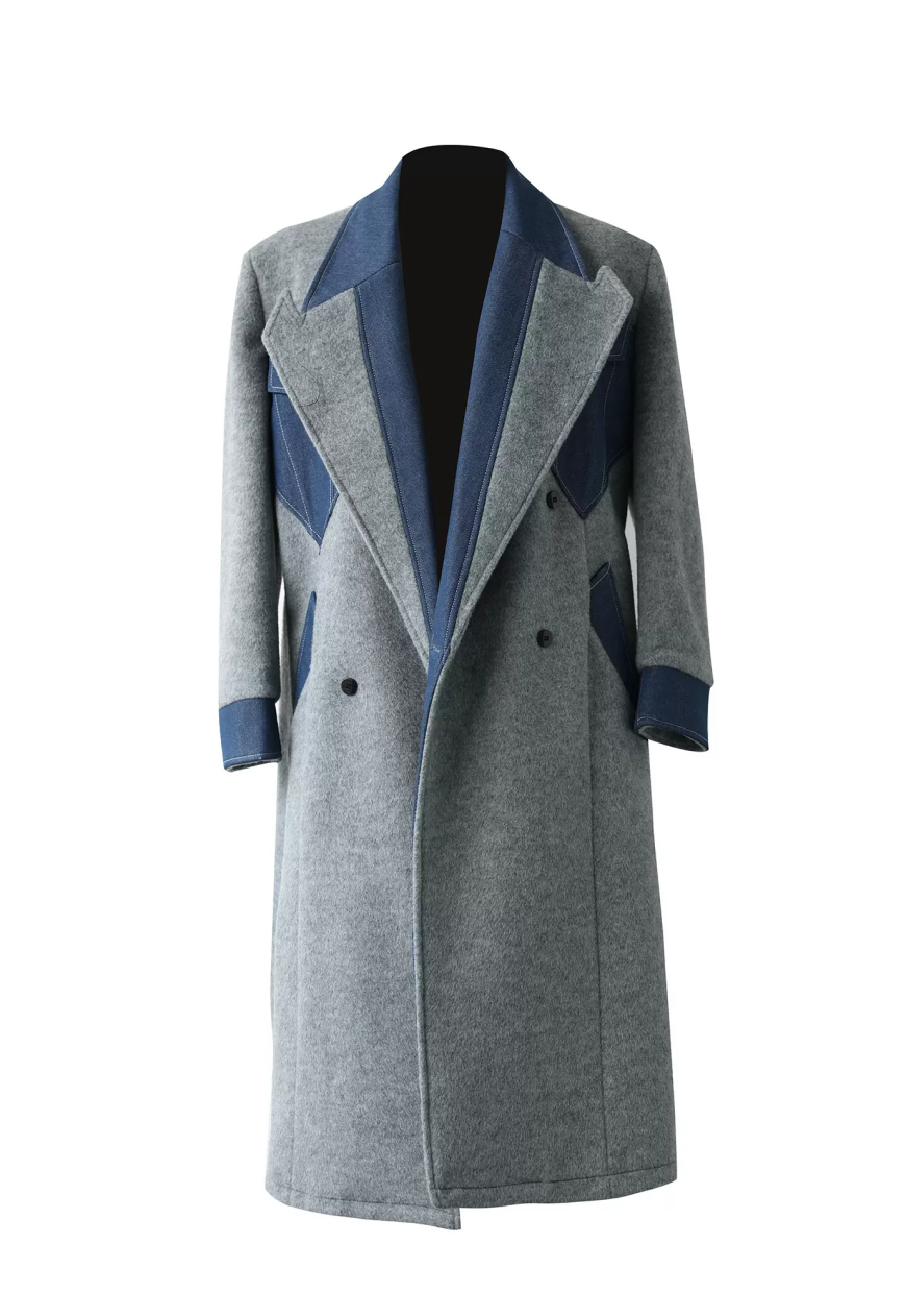 Men's Warm denim patchwork high-end coat