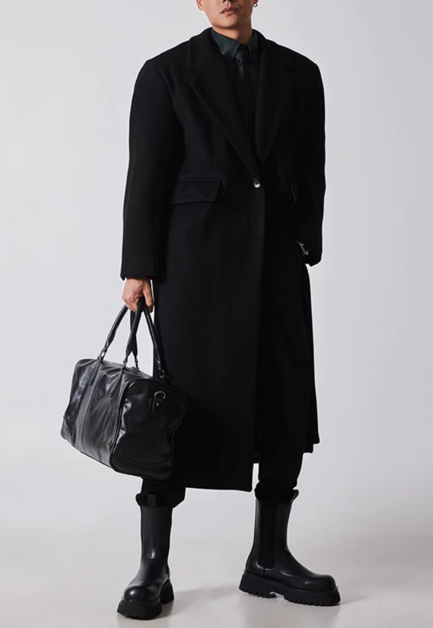 Men's luxury woolen long coat