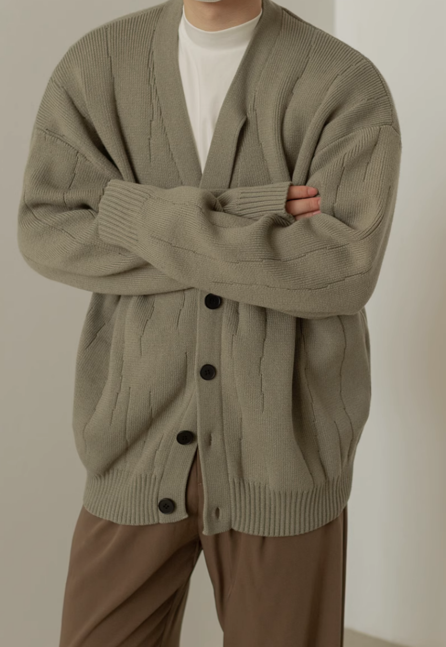 Men's Thickened v-neck cardigan sweater