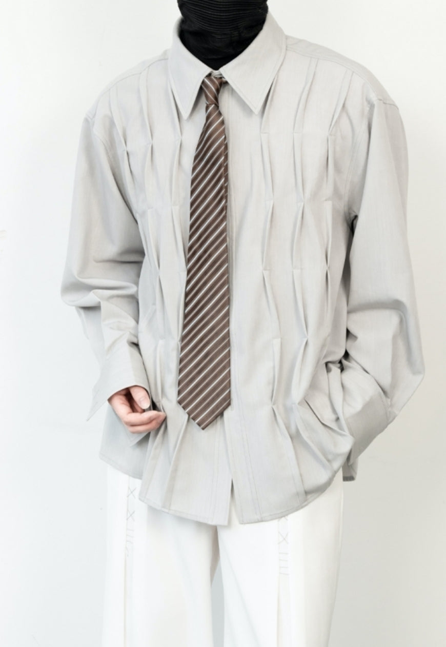 Men's French Vintage Pleated Shirt