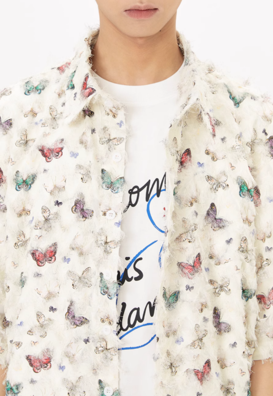 Men's Tassel butterfly short-sleeved shirts