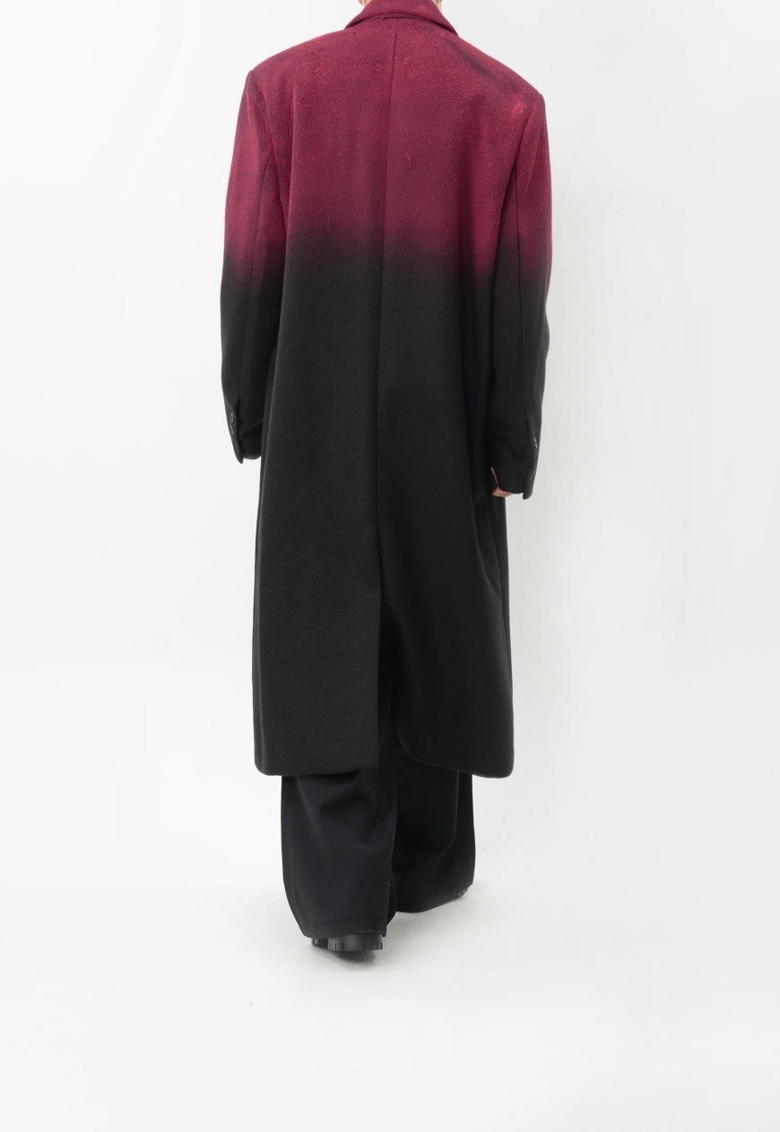 Men's Tie-dye gradient wool coat with silhouette design