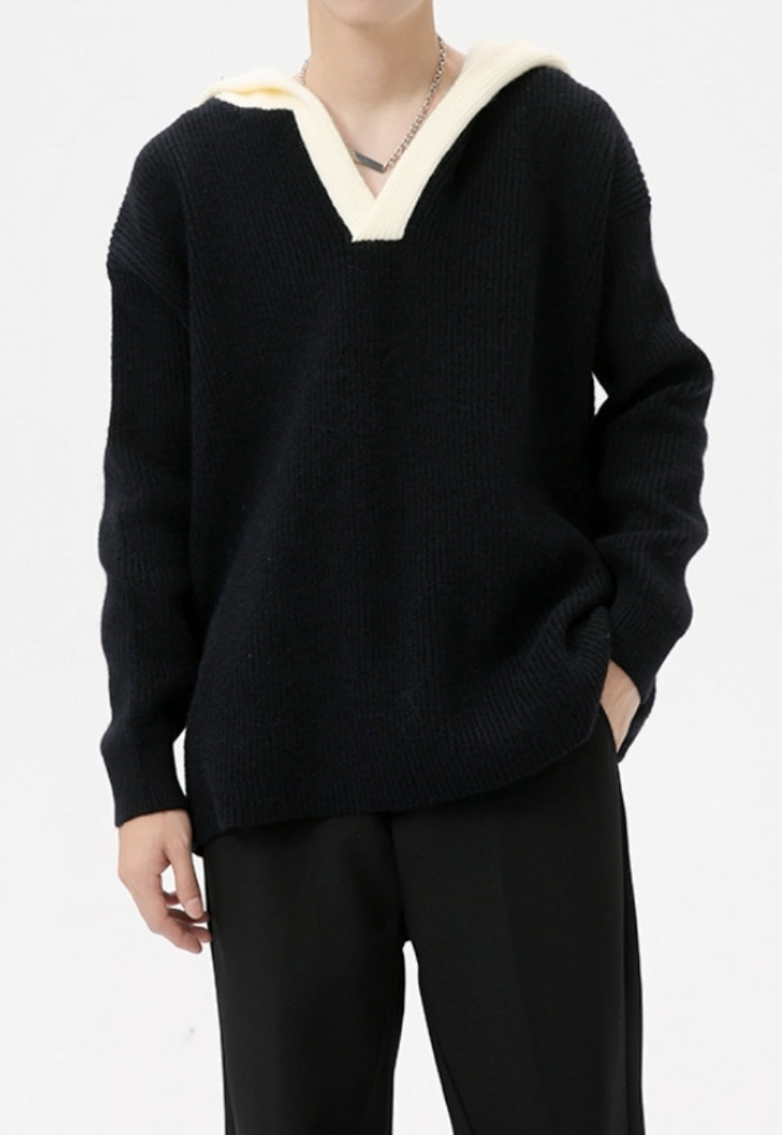 Men's color hooded sweater