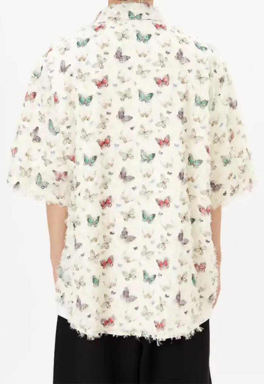 Men's Tassel butterfly short-sleeved shirts