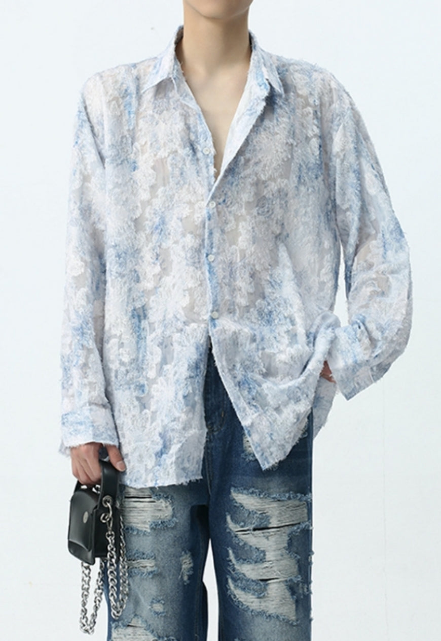 Men's see-through jacquard shirt