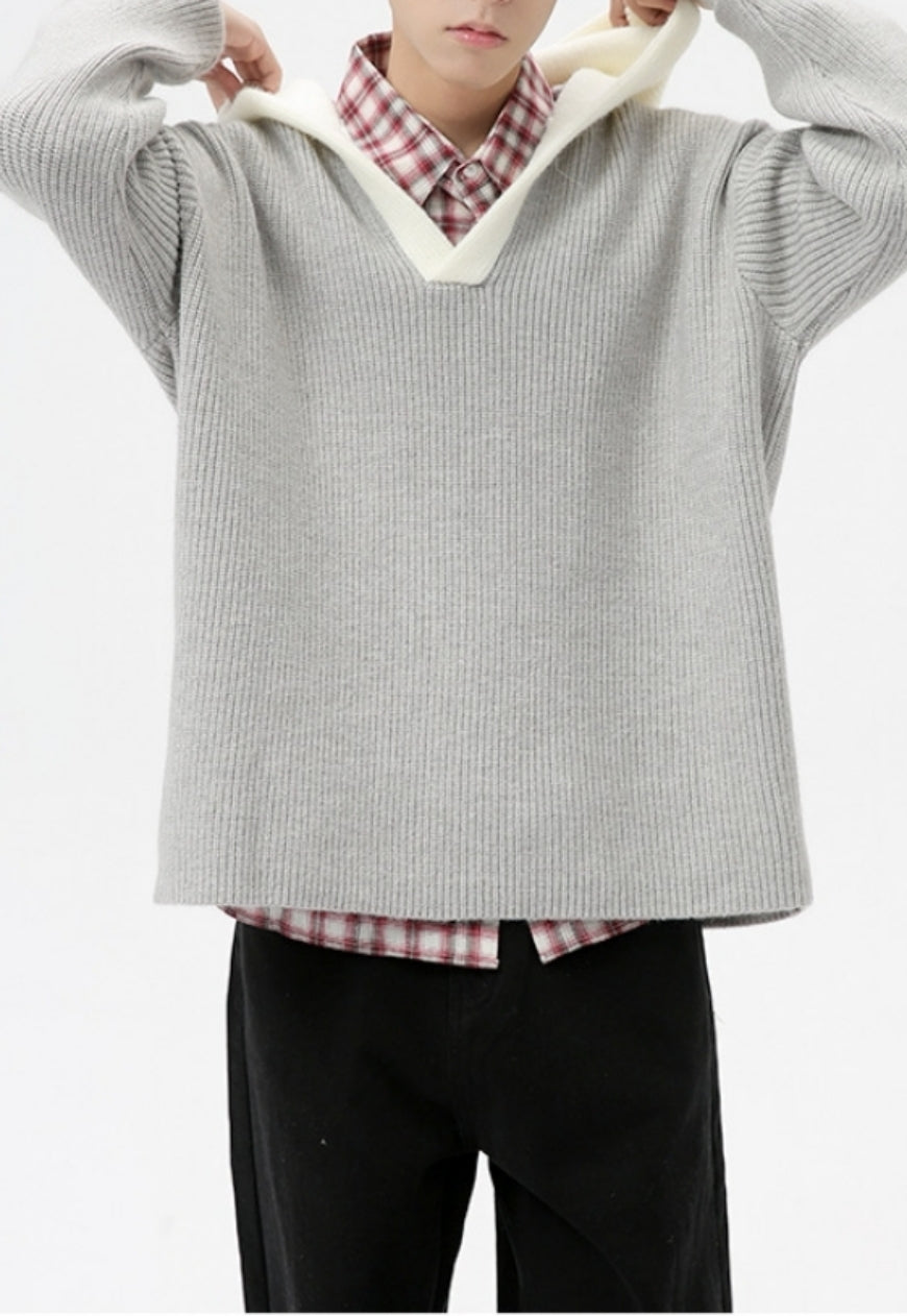 Men's color hooded sweater