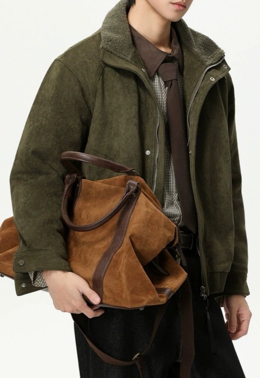 Men's Stand-up collar warm fleece quilted jacket