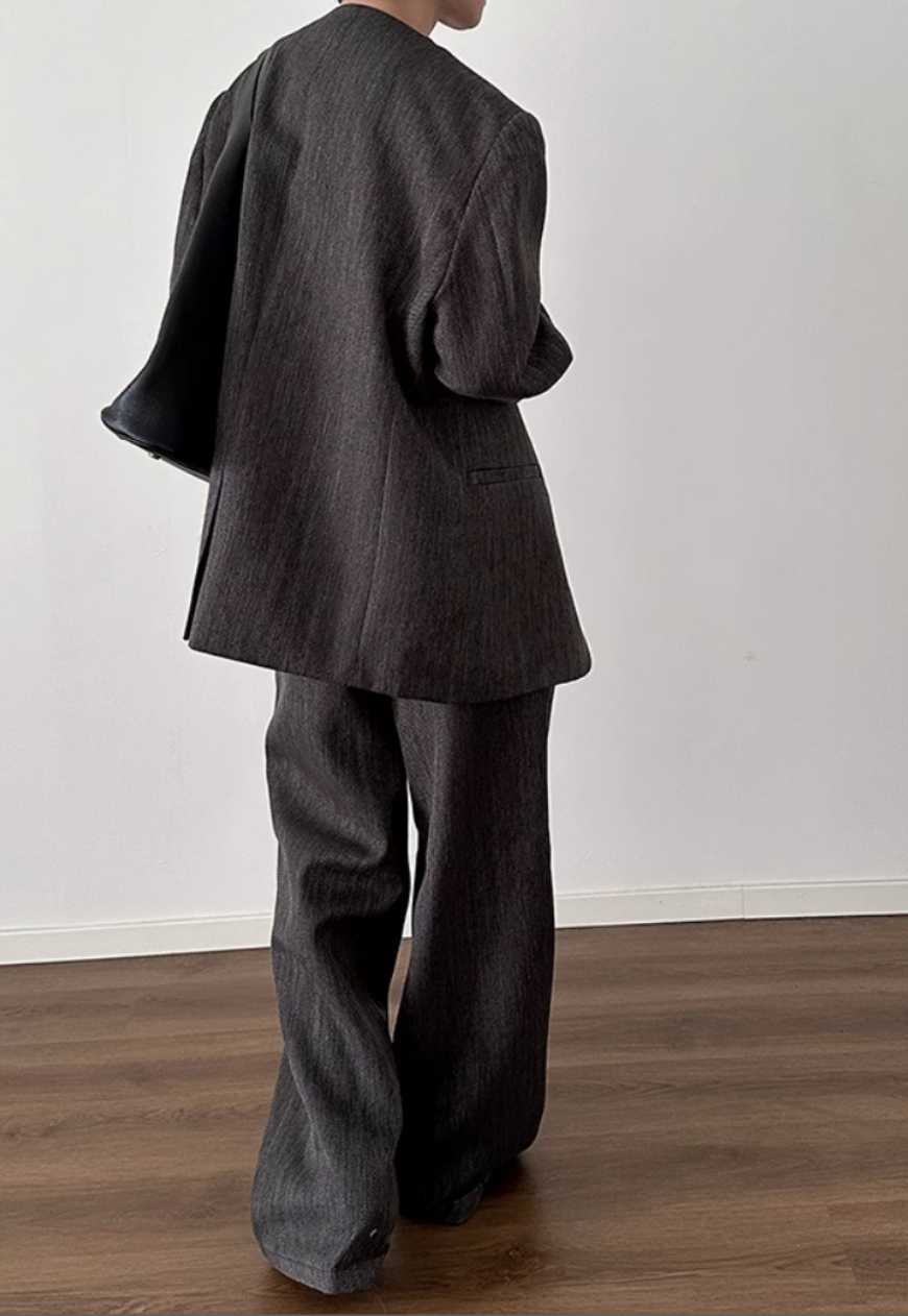 Men's Retro silhouette shoulder pad suit set