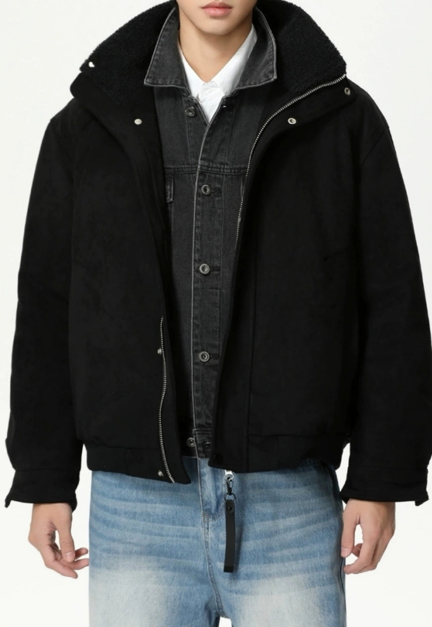 Men's Stand-up collar warm fleece quilted jacket