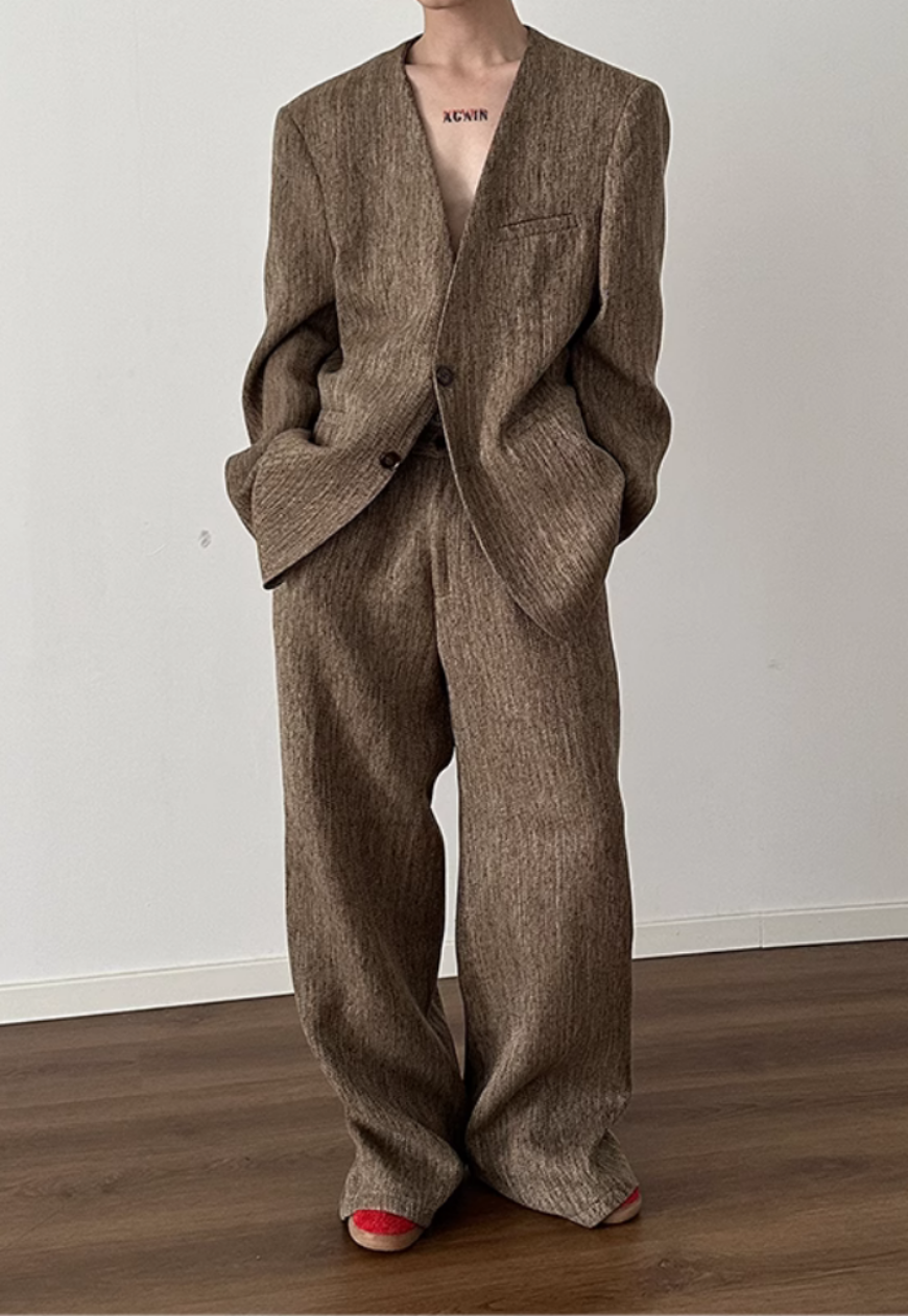 Men's Retro silhouette shoulder pad suit set