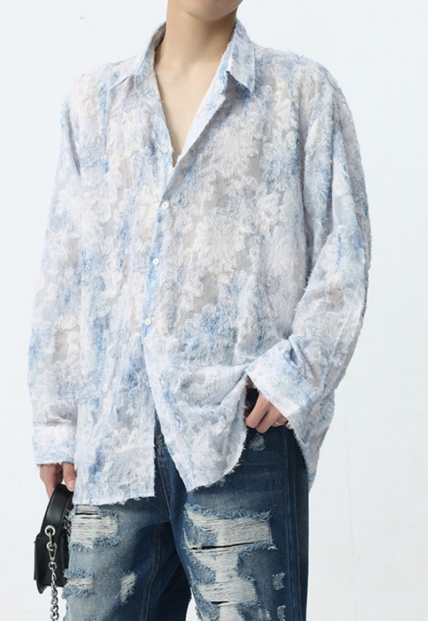 Men's see-through jacquard shirt