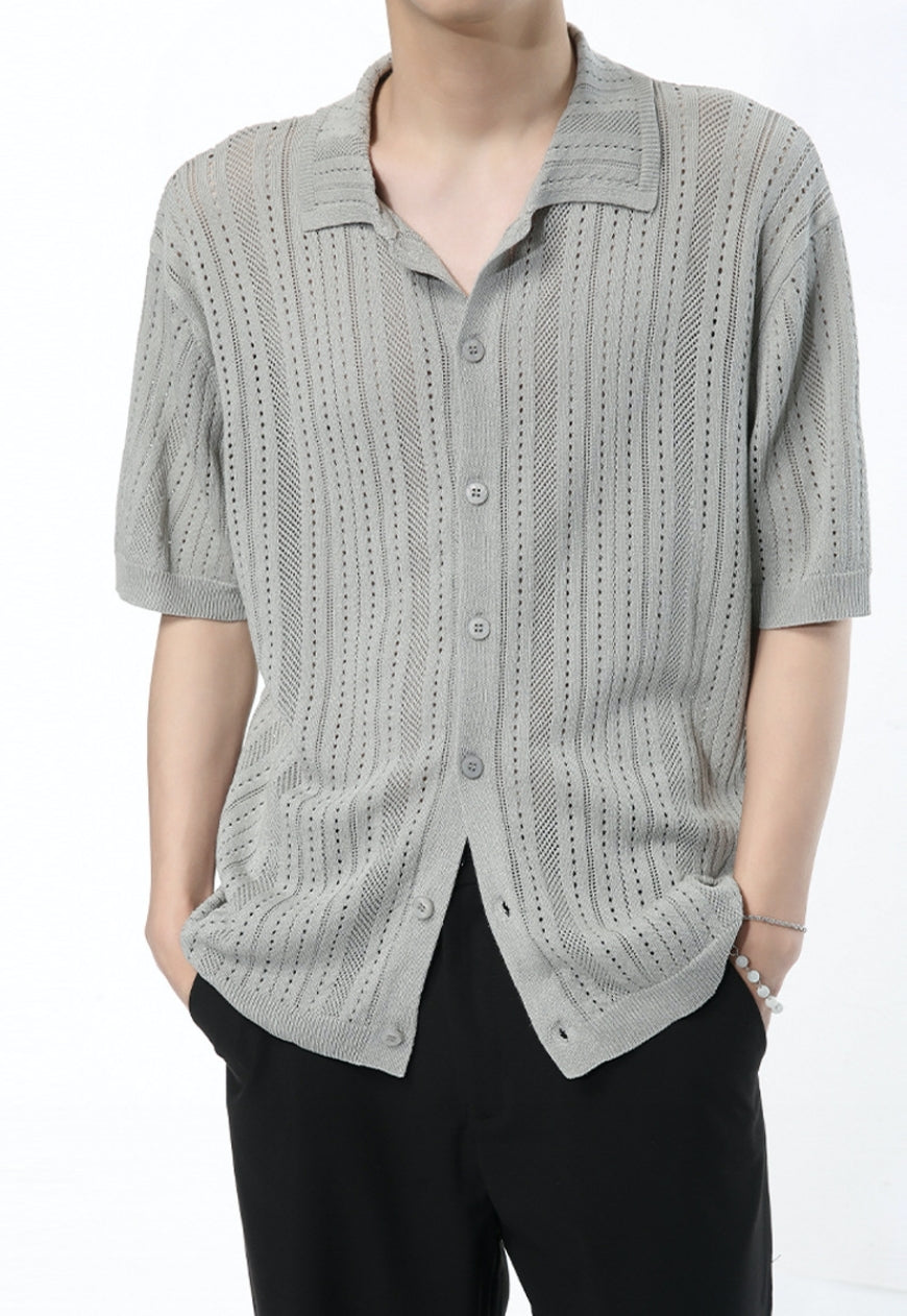 Men's Vintage hollow knitted shirt