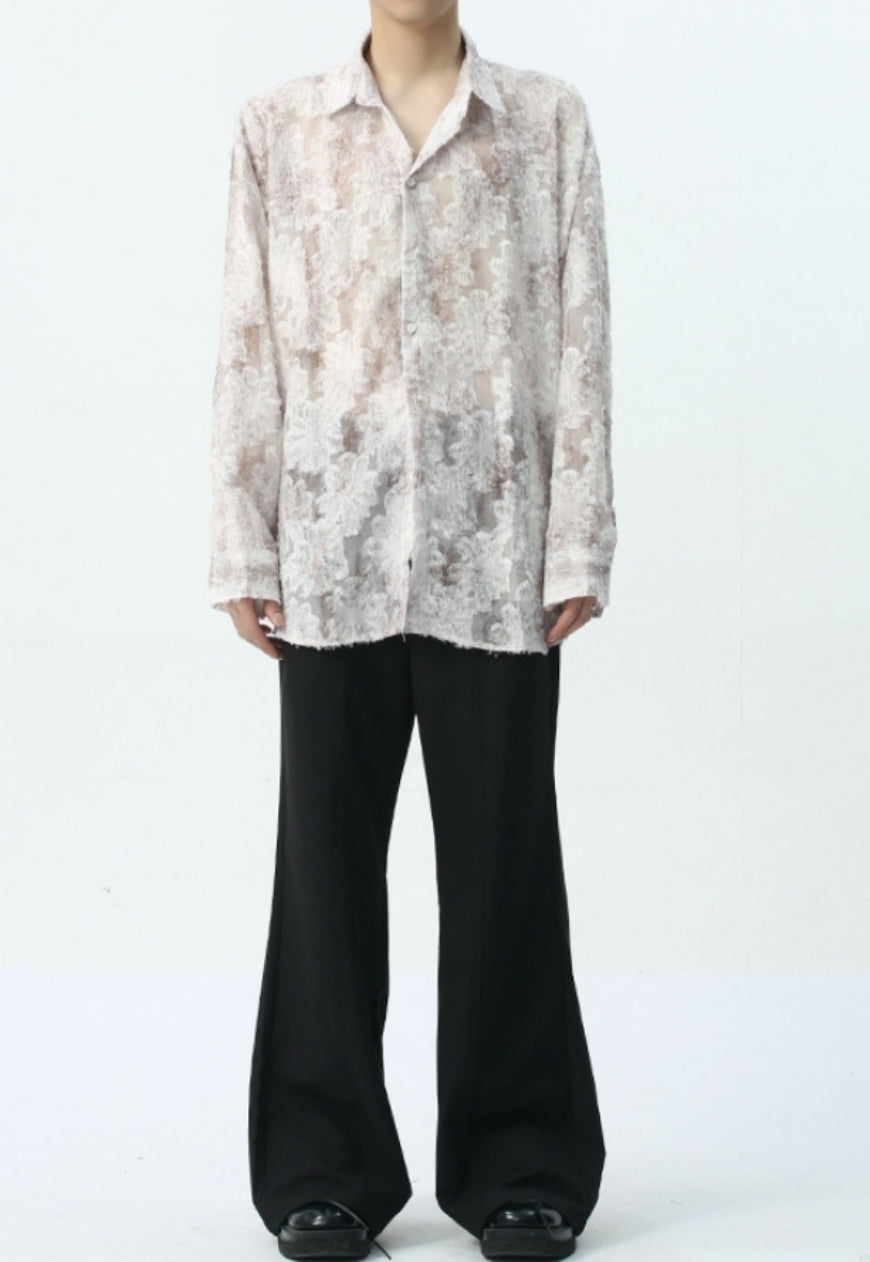 Men's see-through jacquard shirt