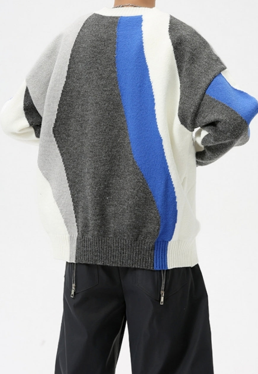 Men's V-neck contrasting sweater
