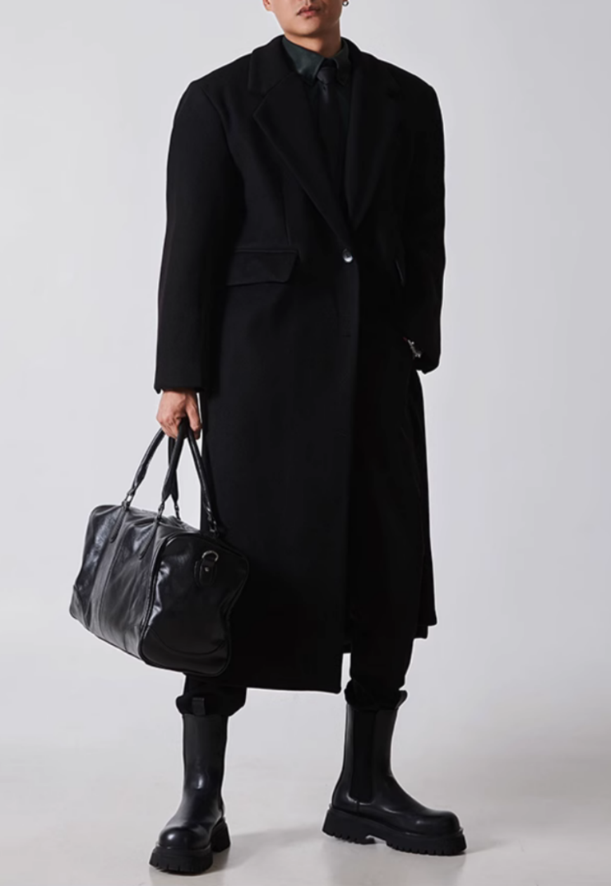 Men's luxury woolen long coat