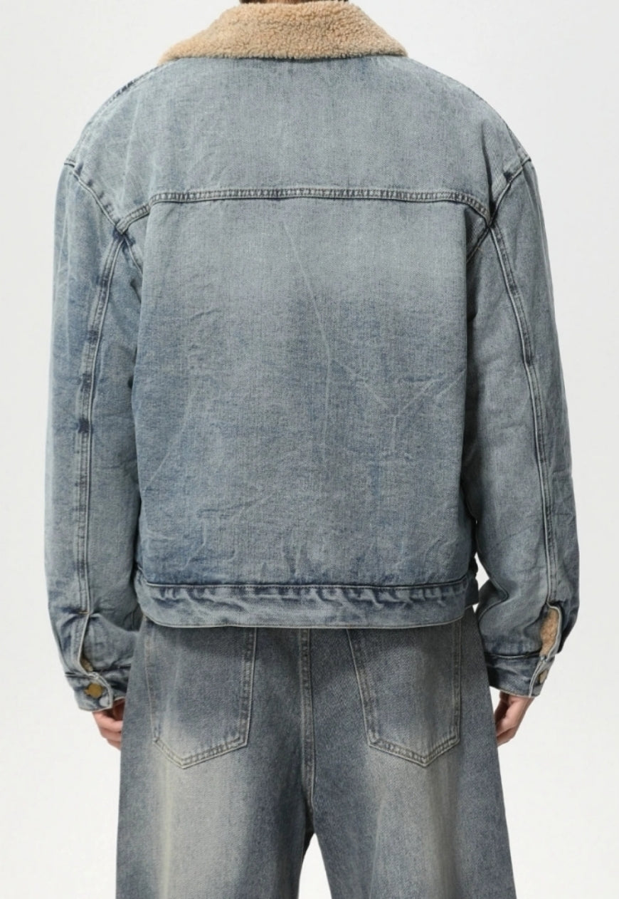 Men's Faux lambswool warm denim jacket