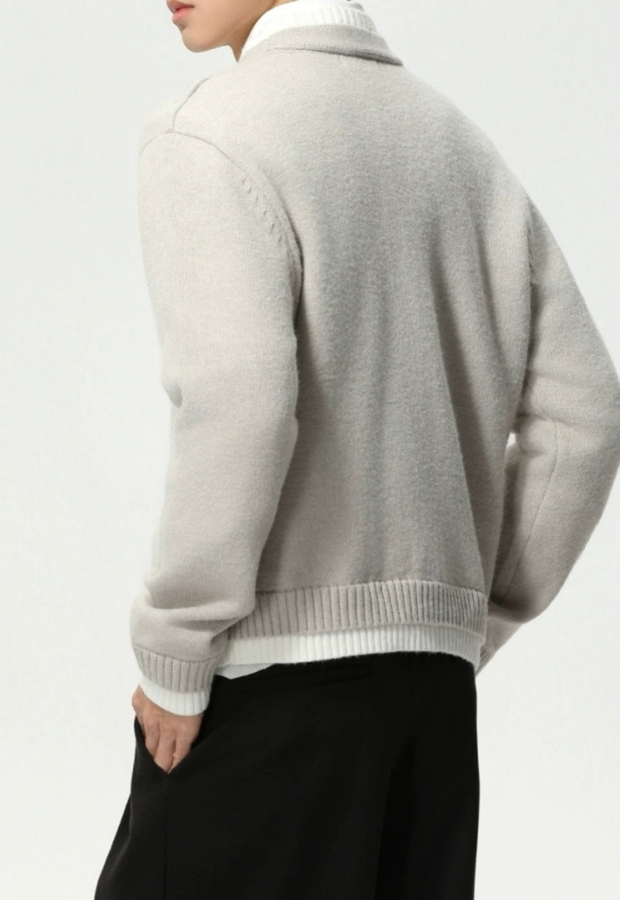 Men's two-piece V-neck knit sweater