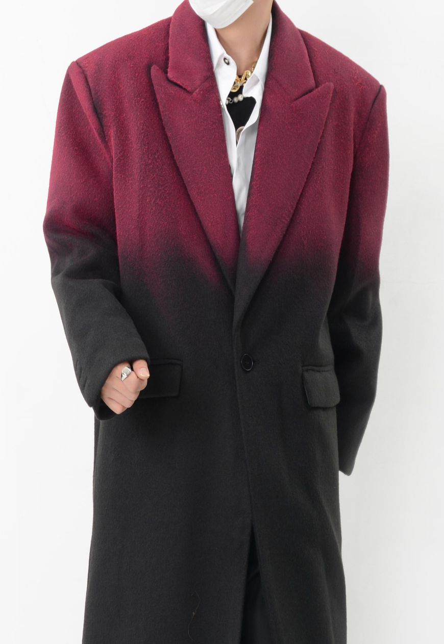 Men's Tie-dye gradient wool coat with silhouette design
